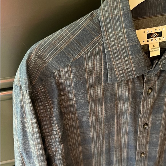 Joseph Abboud Men's Casual Navy Button-Down Shirt - Picture 2 of 5